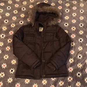 Old Navy, Girls puffer coat with fur lined hood.